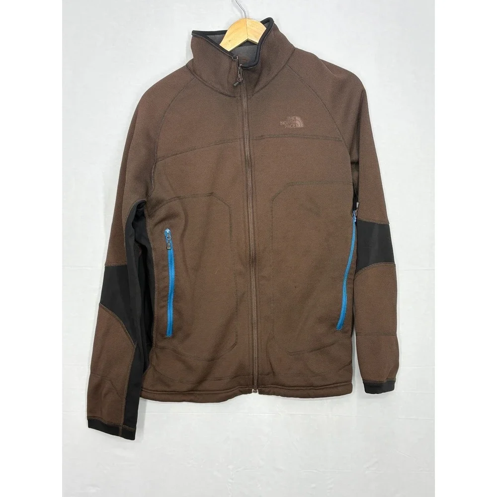 The North Face Jacket Mens Brown Black Soft Shell Fleece Full‎ Zip Outdoor XL